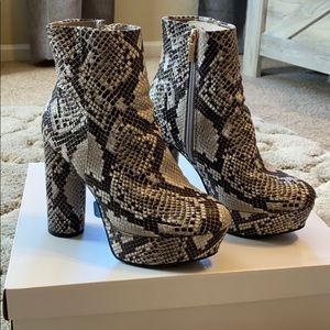Snake print booties